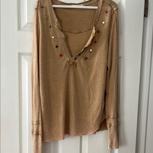 Embellished Tan Women's Top